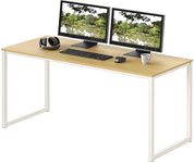 SHW Home Office Computer Desk, White Frame w/Oak Top, 48-Inch (121 cm W x 60 cm D)