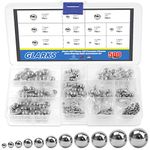 Glarks 500Pcs 11 Size 3/32''-13/32'' SAE Precision Chrome Steel Assorted Loose Bicycle Bearing Ball Assortment Kit