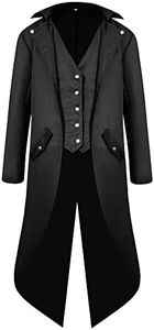 kinstell Chaqueta steampunk vintage para hombre, medieval, gótico, victoriano, uniforme de Halloween, disfraz de cosplay, Negro, M