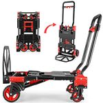 Folding Hand Truck Heavy Duty 330LB Load Carrying, Combination of Four Wheels and Two Wheels Convertible Dolly Cart with Retractable Handle