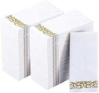 200 Disposable Hand Towels Soft and Absorbent Linen Feel Paper Hand Towels Durable Decorative Bathroom Hand Napkins Good for Kitchen, Parties, Weddings, Dinners or Events White and Gold