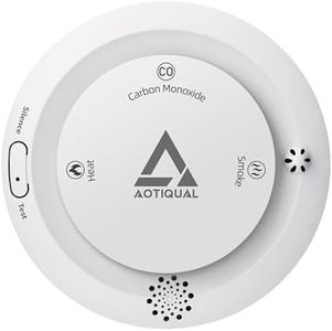 Smoke and Carbon Monoxide and Heat Detector 3-in-1 CO/Smoke/Temp Alarm 10-Year Battery, 85dB Voice Alert, Explosion-Proof ABS, Easy Installation Home Safety Device (Includes AA Batteries)