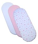 BabyPrem 3 Fitted Cotton Girls Moses Basket Sheets 73-76 x 28-30cm PINK TEDDY