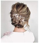 SWEETV Gold Wedding Hair Clip Comb Handmade Bridal Hair Accessories for Women Wedding