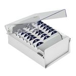 Acrimet 3 X 5 Card File Holder Organizer Metal Base Heavy Duty (AZ Index Cards and Divider Included) (White Color with Crystal Plastic Lid Cover)