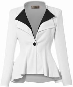 Hybrid & Company Women Double Notch Lapel Office Blazer JK43865 WHITEBLACK S
