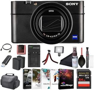 Sony Cyber-Shot RX100 VII Digital Camera (DSC-RX100M7) – 20.1MP 1-Inch Stacked CMOS Sensor | ZEISS 24–200 mm Zoom Lens | 64GB Card, Case, 2 x NP-BX1 Battery, LED Light, Photo Software and More