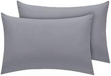 AmigoZone New 2 x Pillow Cases Housewife Plain Cover Polycotton Bedroom Luxury Pair Pack (Grey)