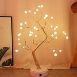 GLOWSERIE Wood Led Desk Lamp , Table Decor 36 Pearl Led Lights For Baby Room Decor Home,Bedroom, Indoor,Wedding Party,Decoration Touch Switch Battery Powered Or Usb Adapter