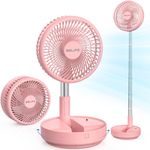 Belife X8 Portable Fan, Cordless 7200mAh Battery Operated Oscillating Fan, USB Rechargeable Desk Floor Fan with Remote, Foldable Telescopic Fan for Home Bedroom Sleeping Office Camping Travel (Pink)