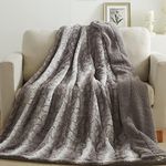 Tache 90 X 90 Inch Faux Fur Bed Blankets Queen Size Grey Snow Giraffe Super Soft Warm Embossed Gray Throw Blanket