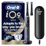 Oral-B iO9 Electric Toothbrush for Adults, 1 Handle, Black - 2 Brush Heads, Fast Charging Travel Case, Designed by Braun, Special Edition, UK Two Pin Plug
