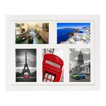 BD ART 11 x 14-Inch 5 Aperture Collage Photo Frame with mount for 5 pictures 4 x 6-Inch, Collage Picture Frame Color White