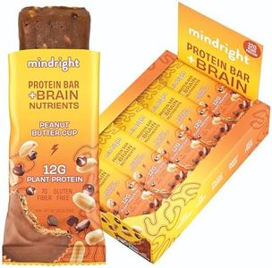 Mindright Superfood Vegan Protein Bar | Gluten Free, Non-Gmo, Low Sugar | Brain Food Snack to Enhance Mood, Energy, and Focus | Pack of 12 (Peanut Butter Cup)