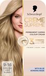 Schwarzkopf Creme Supreme 9-16 Cool Ash Light Blonde, Permanent Hair Dye, Caring Hair Dye Colouration with 3-Step Bonding System Against Damage, Neutralises Yellow Tones