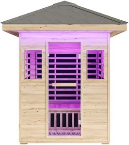 Albott Outdoor Sauna 3 Person, Infrared Saunas for Home, Low EMF 2645W/240V | Finnish Spruce Wood Dry Sauna with Asphalt Shingle Roof, 9 Carbon Panels, 7-Color Light Therapy & 2 Bluetooth Speakers, 15A