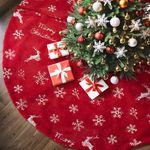 WERNNSAI Christmas Tree Skirt 122 cm Christmas Tree Skirt with Sequin Embroidery Soft Christmas Tree Mat Made of Imitation Rabbit Fur for Christmas Decorations Indoor and Outdoor (Red)