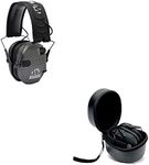 Walker's Razor Slim Shooter Carbon Electronic Hunting Folding Hearing Protection Earmuffs with 23dB Noise Reduction & Black Shockproof Carrying Case