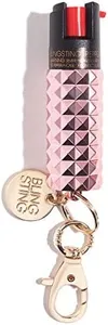 BLINGSTING Pepper Spray Maximum OC Strength Self Defense Spray for Women, 12 ft Spray Range & UV Dye - Studded