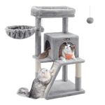 FEANDREA Cat Tree, Cat Tower, Widened Perch for Large Cats, Light Grey PCT51W