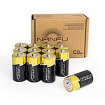 NANFU Alkaline C Cell Batteries, Long Lasting Performance 12 Pack Alkaline Batteries, 10-Year Shelf Life, Leak-Resistant 1.5V Non-Rechargeable Batteries for Household & Business (12 Battery Count)