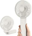 EasyAcc Portable Handheld Fan, 3350 Battery [Powerful Wind & Quick Cool] Personal Fan 3-17H with 4 Speeds Portable Rechargeable Fan One Touch Power Off Foldable Fan for Home Travel Outdoor-White