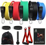 BOB AND BRAD Resistance Bands, Resistance Bands Set for Workout Stackable Up to 150 lbs, Exercise Bands with Door Anchor, Ankle Straps, Handles and Carry Case for Strength, Yoga, Gym for Men and Women