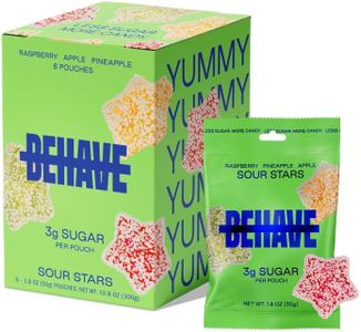 BEHAVE Low Sugar Gummy Candy (Sour Stars 6-Pack) | Keto, Diabetic Friendly, High Fiber, Gluten-Free & Non-GMO