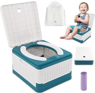 Mtxorvix Travel Potty, Portable Potty for Kids Toddlers Foldable Travel Potty Potty Training Seat with Cleaning Bags Outdoor Travel Folding Toilet Seat Emergency Toilet for Car Camping Park (Blue)