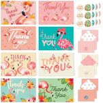 Decorably Thank You Cards with Envelopes & Stickers, Animal-Themed Cards - 24 Pack Flamingo Thank You Cards, Blank Inside Flamingo Cards, 6x4in Tropical Thank You Cards with Envelopes