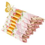 30 Pack Pre Rolled Napkin and Cutlery Set, Wooden Disposable Cutlery with 30 Forks, 30 Spoons, 30 Knives, 30 Napkins, Biodegradable Utensils for Party and spring/summer picnics (pink)