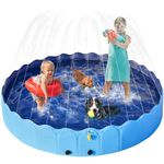 Yaheetech Foldable Dog Paddling Pool with Sprinkler Collapsible Dog Swimming Pool Doggie Wading Pool Bathtub Outdoor Suitbale for Puppy/Small/Medium/Large Dogs 180cm, Blue