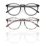 IBOANN 3 Pack Blue Light Blocking Glasses Women/Men, Round Fashion Retro Frame, Vintage Fake Eyeglasses with Clear Lens