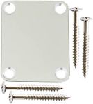 Metallor Electric Guitar Neck Plate 4 Holes with Screws Compatible with Strat Tele Style Electric Guitar Bass Parts Replacement Chrome 64 x 51mm.