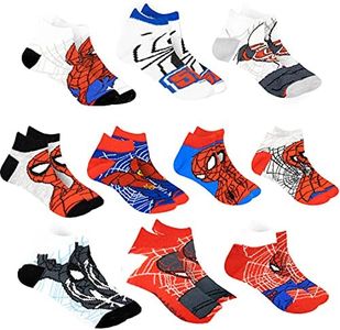 Marvel Spider-man Socks for Boys, 10 Pairs Low Cut Socks for Boys Ages 3-9, Red, One Size