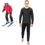 Thermal Underwear for Men (Thermal Long Johns) Sleeve Shirt & Pants Set, Base Layer w/Leggings Bottoms Ski/Extreme Cold Black Large