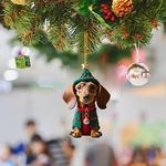 7Pcs Dachshund Christmas Ornament 2023 Christmas Indoor Decorations Hanging Acrylic Charm Pendant Flat Christmas Pendants Xmas Decor Pendant for Christmas Tree