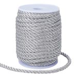 GORGECRAFT 60 Feet 6mm Silver Decorative Rope Twisted Cord Trim 3 Strand Braided Honor Cord Garden Twine Thread Strings for DIY Crafts Curtain Tieback Knotting Upholstery Gift Wrapping Supplies