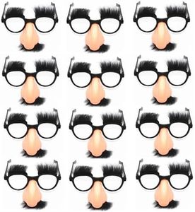 Lezevn 12Pcs Halloween Disguise Glasses Big Nose Glasses with Eyebrows and Mustache Funny Halloween Party Decoration