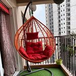 Bhairav Store Rattan Single Seater Swing Chair Hammock Swing Chair With Stand & Cushion Hammock Hanging Jhula For Indoor, Outdoor,Balcony, Garden