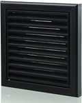 VENTS UK Vents 150 mm Black Plastic Fixed Blade Grille Fly Mesh 6 inch Rear Spigot Internal External Air Vent Cover Wall Ceiling Mounting Louvre Grill Insect Screen for Shed Bathroom Kitchen