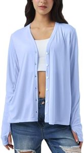 Womens Sun Protection Button Down Cardigan Lightweight Summer Cool Cover Up UPF50+ Long Sleeve Thin Spf Uv Thumb Hole Pockets