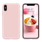 DUEDUE Case Compatible with iPhone Xs Case,iPhone X Case,Silicone Soft Gel Rubber Slim Cover Microfiber Cloth Lining Cushion Shockproof Protective Case for iPhone X/Xs for Women Men,Tender Pink