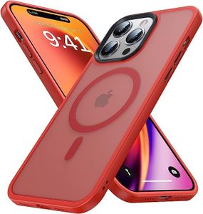 Phone Case (Compatible with Magsafe Devices) Wireless Charging, Scratch Resistant & Back Grippy Protective Frame Clear Shockproof Cover (Red, iPhone 16 pro max)