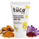 Tuco® Kids 2 in 1 Face Cream + Sunscreen SPF 30 with Saffron oil for Kids | Ages 2-5, 5-10, 10-15 | UVA/UVB PA++++ | Broad Spectrum | Benzophenone- 3, Avobenzone Free | 30gm |