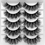 Uzzi Lashes® | Faux Mink 5D,5 PAIR PACK | Premium Quality Handmade Fluffy Wispy Crossed False Eyelashes | Natural Volume Long Lashes |, Reusable Eyelashes Cruelty Free Lashes