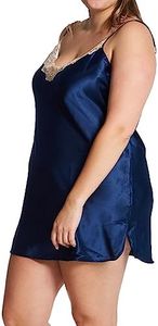 Shadowline Women's Vintage Lace Trim Chemise, Navy, XL