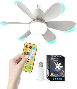 Screw in Ceiling Fan Light, E27 Ceiling Fans with Lights and Remote, Quiet Ceiling Fan Light Dimmable, LED Lamp Small Fans for Bedroom, Living Room Kitchen 3 Color Temperature, 3 Speeds, Timing