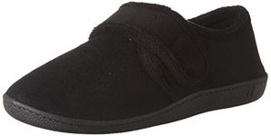 Isotoner womens Microterry Espadrille Velcro Moccasins, Black, Medium 7.5-8 M US