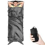 Sleeping Bag Liner, Soft Sleep Bag Liner with Pillow Pocket Portable Lightweight Camping Travel Sheet for Hotels, Backpacking, Camping